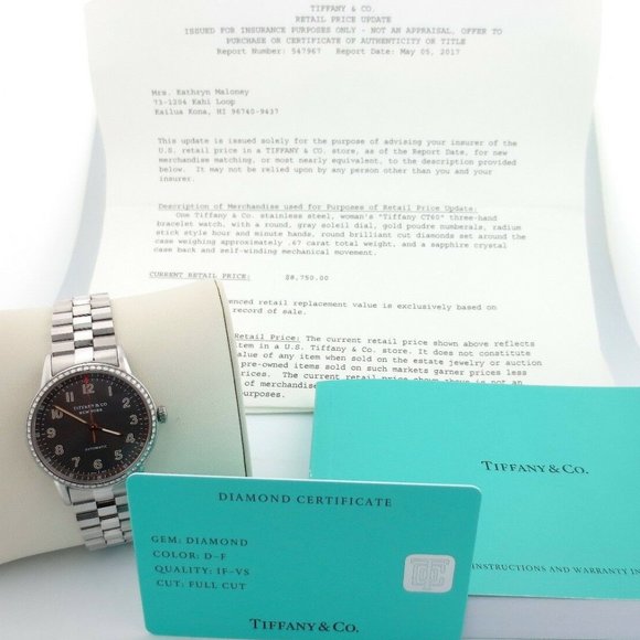 Tiffany & Co. Accessories - CT60 Stainless Steel Diamonds Gray Soleil Dial